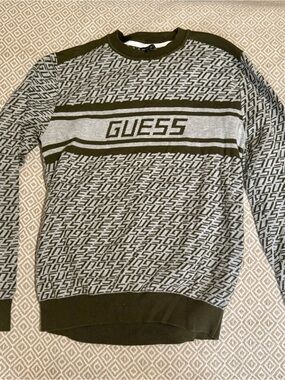 GUESS Women's  Olive & Gray Logo Knit Sweater